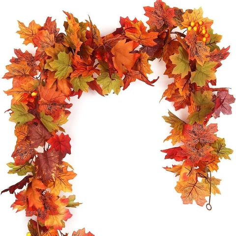 Artificial Autumn Maple Leaf Garland Vine For Home Thanksgiving Halloween Christmas Wedding Party Wall Hanging Decoration