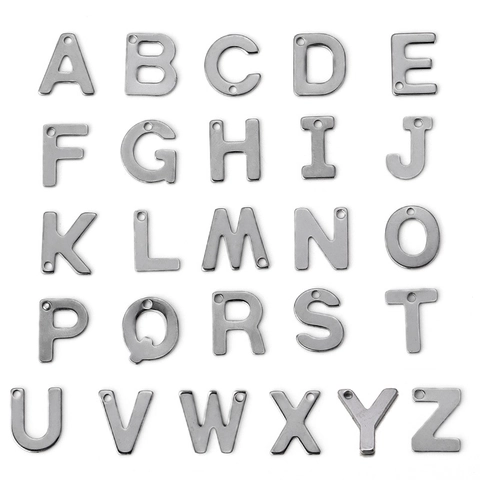 Alphabet Letter Charm Stainless Steel A-Z Pendants For DIY Necklace Bracelet Making Small Hole Simple Jewelry Findings