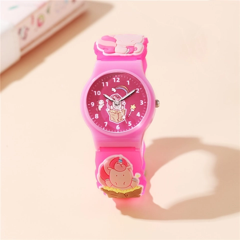 Orologio Al Quarzo Per Bambini Motivo Unicorno A Rilievo Cassa In Plastica Cinturino Morbido Studente