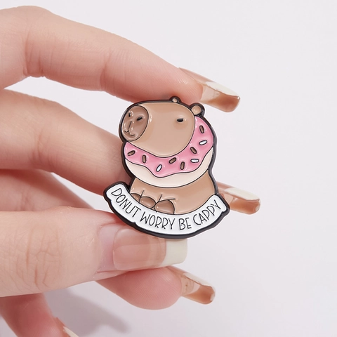 Cute Cartoon Capybara Enamel Pin Zinc Alloy Animal Brooch For Backpack Hat Personality Decorative Badge Fun Gift Men Women