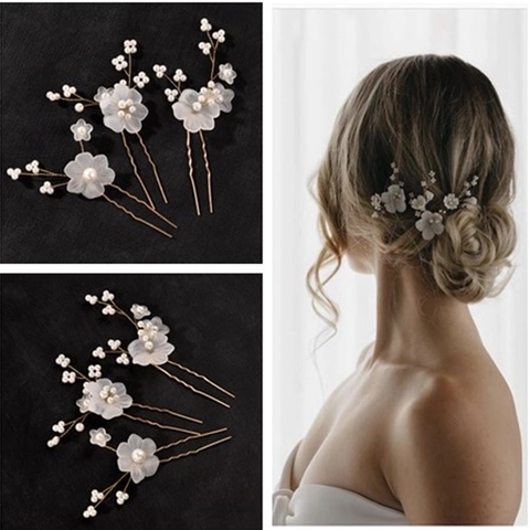 Forcine Per Capelli Da Sposa Con Fiori Satinati E Künstliche Perle Forcine In Lega Di Metallo A Forma Di U Per Festa Di Nozze