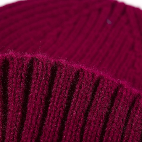 Bonnet en Tricot Chaud d'Hiver Côte Couleur Unie Revers Extérieur Skull Cap pour Hommes Femmes Mode Décontracté Quotidien