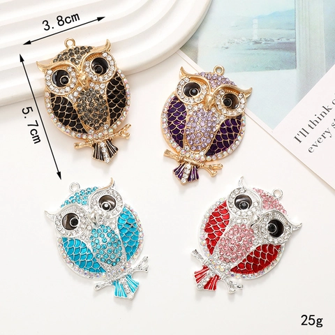 Uil Bedeltjes Legering Strass Emaille Hangers Voor DIY Sieraden Maken Telefoonhoesje Decor Schoenbedeltjes Sprankelend