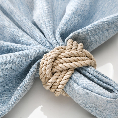 Handmade Woven Napkin Rings Hemp Rope Straw Rattan Knot Design For Wedding Hotel Party Table Decoration Rustic Style