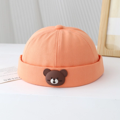 Kids Cartoon Bear Patch Docker Hat Cotton Adjustable Miki Hat For Baby Toddler Boys Girls Personality Sun Protection Cap