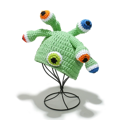 Funny Octopus Alien Monster Eye Tentacles Handmade Acrylic Yarn Knitted Beanie Hat For Halloween Party Winter Warm Novelty