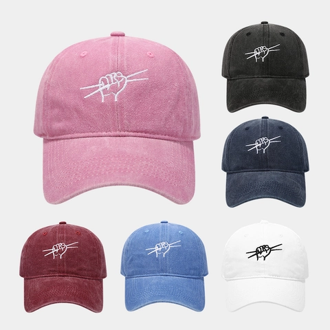Casquette De Baseball En Coton Lavé Brodé Geste De Tambour Distressed Ajustable Hip Hop Chapeau De Soleil Hommes Femmes