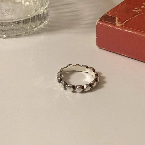 925 Sterling Silver Ring Hammered Rock Texture Irregular Geometric Minimalist Retro Versatile Jewelry
