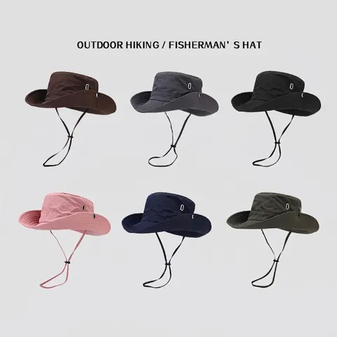 Outdoor Bucket Hat Nylon Quick Dry Sun Protection Hiking Camping Wide Brim Breathable Drawstring Adjustable Unisex