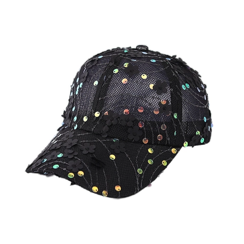 Honkbalpet Gaas Polyester Ademend Zonnescherm Zomer Buiten Zoet 3D Bloem Pailletten Mode Vrouwen Zonnehoed