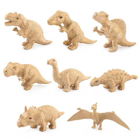 Gold Dinosaur Figures Solid Plastic Jurassic Tyrannosaurus Triceratops Pterosaur Realistic Animals Model Desktop Decor Gift