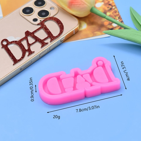 Dad Letter Silicone Mold Pink DIY Resin Keychain Craft Chocolate Fondant Baking Tool Father Day Gift