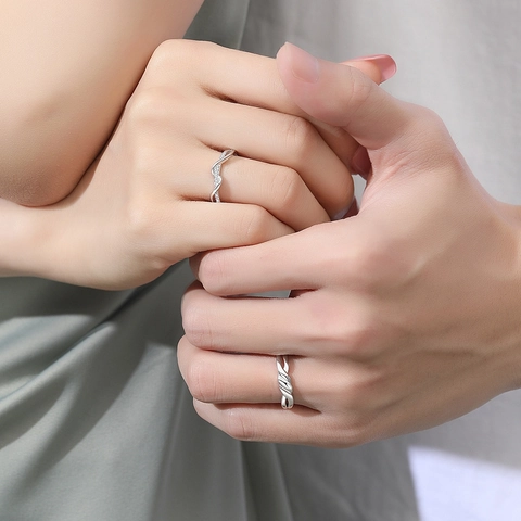 S925 Sterlingsilber Möbius Paar Ringe Verstellbare Öffnung Zirkonia Gedrehte Fingerringe Schmuck Für Liebhaber Geschenk