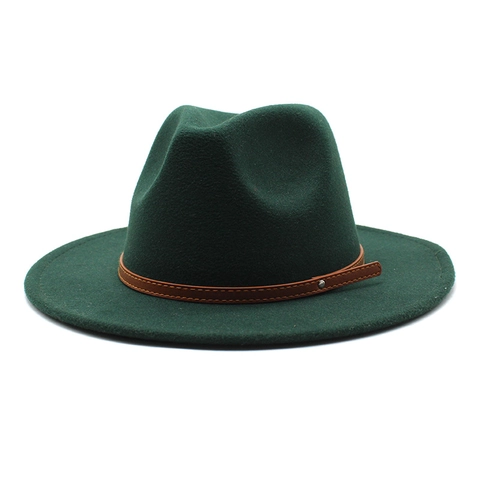 Klassieke Fedora Hoed Katoen Polyester Brede Platte Rand Met Leren Band Retro Jazz Pet Voor Dames Heren