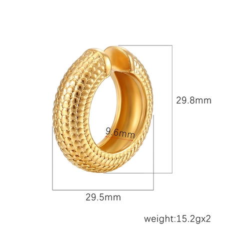 Manchette Oreille Texture Peau Serpent Acier Inoxydable Plaqué Or 18K Boucles Oreilles Anneau Forme C Pour Femmes