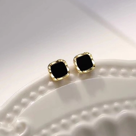 Pendientes De Botón Cuadrados Geométricos Con Poste De Plata De Ley 925 Aleación Metal Joyas Elegantes Minimalistas Mujeres