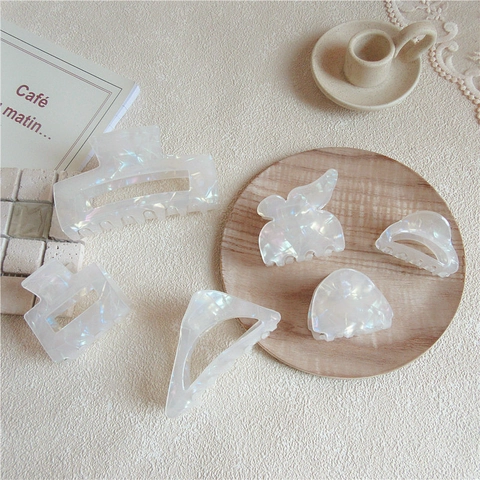 Acetate Hair Claw Clip Iridescent Mother Of Artificial Pearl Geometric Butterfly Korean Style Elegant For Women Hair Accessories