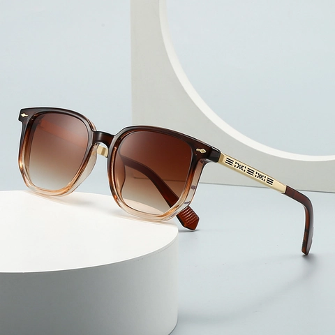 Lunettes de Soleil Carrées Rétro Pilote Pour Hommes Femmes Protection UV400 Verres Dégradés PC Branches en Métal Géométriques Lunettes de Mode