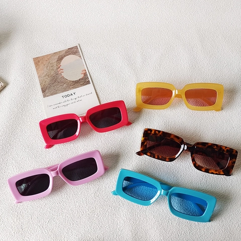 Retro Rectangle Sunglasses UV400 Protection Resin Frame PC Lens Vintage Square Eyewear For Women Men Y2K Style