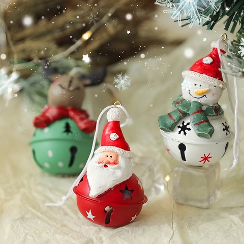 Ornamenti Appesi Di Natale Campanelli In Metallo Pendenti Angelo Dipinti Babbo Natale Pupazzo Di Neve Decoro Albero