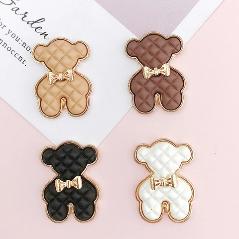 Ciondoli In Lega A Forma Di Orso Trama Trapuntata Fiocco Dorato Accessori Per Decorazione Gioielli E Cover Per Cellulari