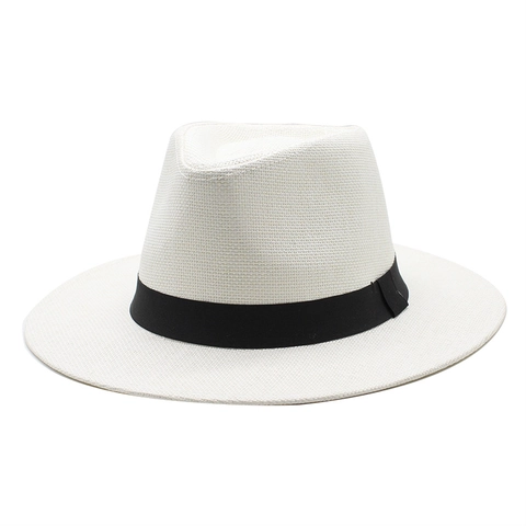 Straw Fedora Hat Panama Sun Hat Wide Brim Paper Summer Beach Vacation Travel Breathable For Men Women