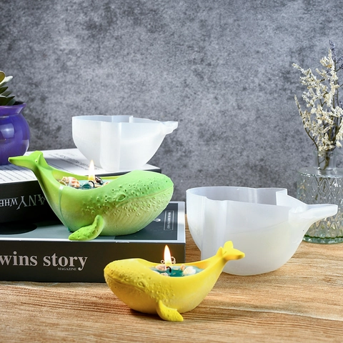 Whale Shape Silicone Mold For DIY Candle Holder Epoxy Resin Casting Gypsum Flower Pot Ocean Theme Handmade Craft