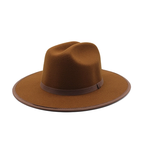 Cappello Fedora A Tesa Larga Feltro Di Lana Retro Classico Jazz Cappello Da Gentiluomo Con Nastro Traspirante Caldo