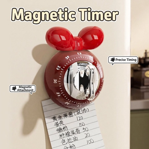 Retro Mechanical Kitchen Timer Magnetic Countdown Loud Alarm No Battery Manual Wind Up Cooking Baking Study