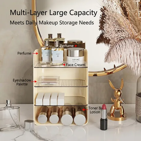 Organisateur Cosmétique Rack Plastique Acrylique Multi Couches Étagé Bureau Salle De Bain Coiffeuse Luxe Style Crème