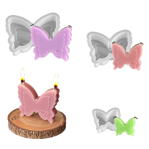 Vlinder Siliconen Vorm DIY 3D Kaarsen Maken Aromatherapie Gips Zeep Hars Ambacht Hart Reliëf Esthetisch Hart Ornament