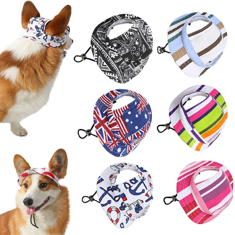 Pet Sun Hat Canvas Adjustable Dog Visor Cap With Ear Holes For Outdoor Summer Sunshade Dogs Cats Various Patterns