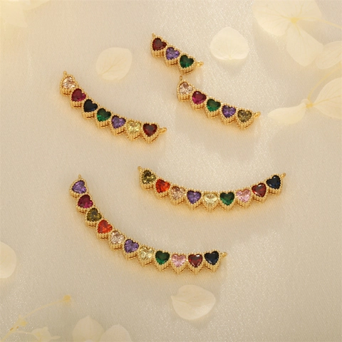 Herz Marquise Bunte Zirkonia Verbinder 18K Vergoldetes Kupfer Schmuckherstellung Anhänger DIY Armband Halskette