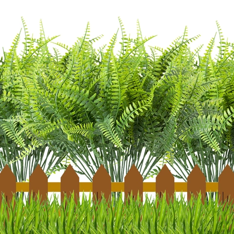 Artificial Boston Fern Persian Grass Plastic Leaves Faux Greenery Bush For Home Office Garden Wedding Indoor Outdoor Decoration