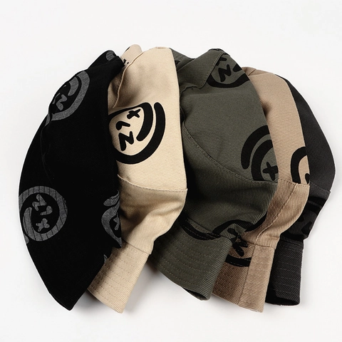 Cappello Bucket Reversibile Cotone Stampa Graffiti Doppia Faccia Cappello Sole Streetwear Unisex