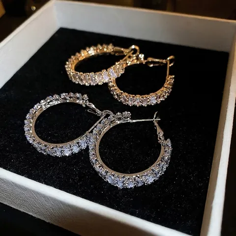 Hoop Ohrringe Mit Baguette Zirkonia Und 925 Sterling Silber Ohrstecker Geometrischer Chic Stil Für Damen
