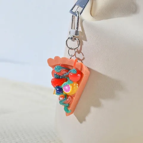 Portachiavi Simulazione Pizza Alla Frutta Crostata Realistica Resina PVC Cibo Miniatura Torta Ciondolo Borsa