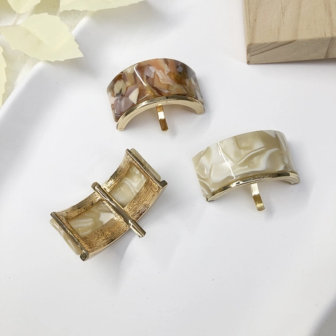 Acetate Marble Pattern U-Shaped Hair Hook Ponytail Buckle Alloy Hair Stick Elegant Hair Accessory For Women