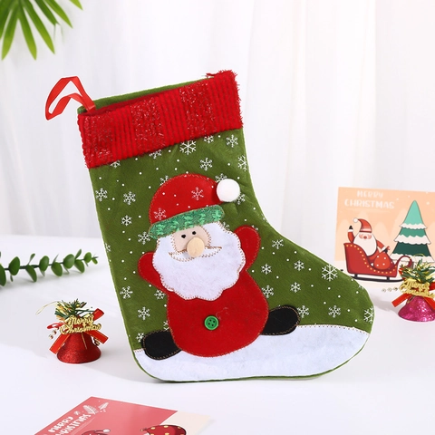 Calze Di Natale Piccolo Babbo Natale Pupazzo Di Neve Applique Ricamo Tessuto Appeso Sacchetti Regalo Decorazione