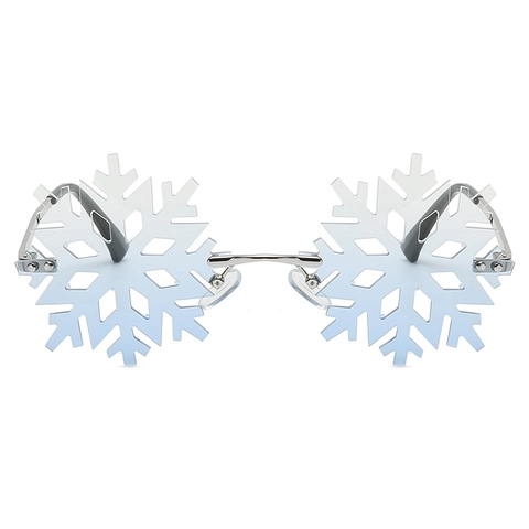 Lunettes De Soleil Flocon De Neige Sans Monture Métal UV400 Verre Hexagonal Noël Fête Accessoires De Mode Tendance Femmes