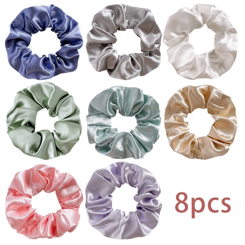 Elastic Hair Scrunchies Satin Satin Texture Solid Color Glossy Hair Ties For Women Girls Fashion Accessories