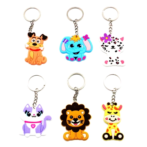 Tier Schlüsselanhänger PVC Weichgummi Süße Cartoon 3D Figur Auto Schlüsselring Rucksack Anhänger Kinder Geschenk Hund Katze Elefant