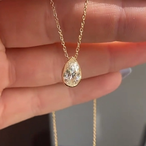 Druppel Hanger Ketting Koper Verguld Zirconia Peer Geslepen Luxe Bruiloft Banket Sieraden Voor Dames