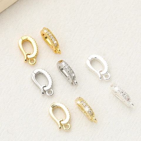 Chiusura Connettore Pendente Zircone Rame Placcato Oro Fibbia A Forma Di D Accessorio Fai Da Te Per Gioielli