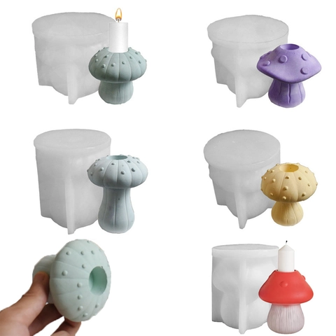 Paddenstoel Kandelaar Siliconen Mal 3D DIY Gietgereedschap Voor Aromatherapie Kaars Gips Modern Decor