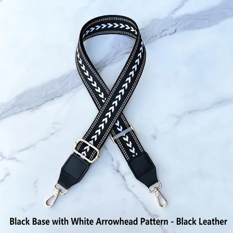 Wide Bag Shoulder Strap Woven Polyester And PU Leather Adjustable Crossbody Handbag Accessory Ethnic Arrow Pattern Women