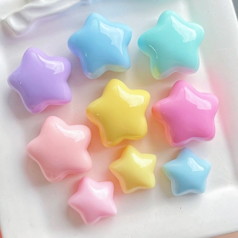 Resin Star Charms Glossy Pentagram For DIY Phone Case Hair Clips Shoe Buckles Keychains Sweet Macaron Colors