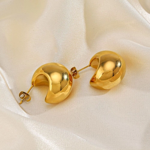 Orecchini A Cerchio A Forma Di C In Acciaio Inossidabile Cavi Spessi Lucidi Gioielli Di Moda Minimalisti Per Donna