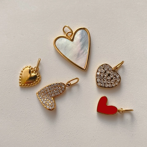 Breloques En Forme De Coeur En Acier Inoxydable Avec Strass Coquille Émail Pour La Fabrication De Bijoux DIY Mode Femmes