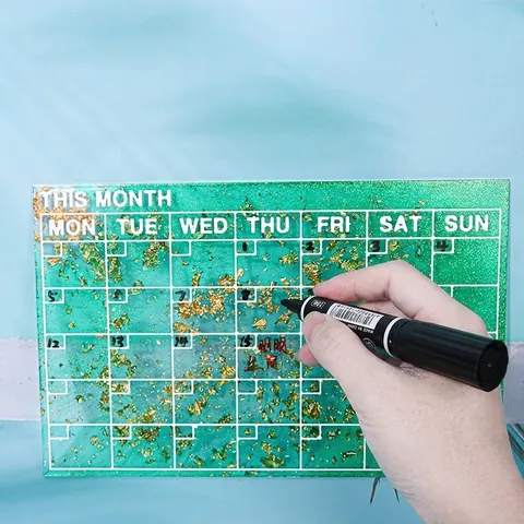 Silicone Mold For Weekly Monthly Planner Calendar DIY Resin Casting Craft Memo Board Transparent